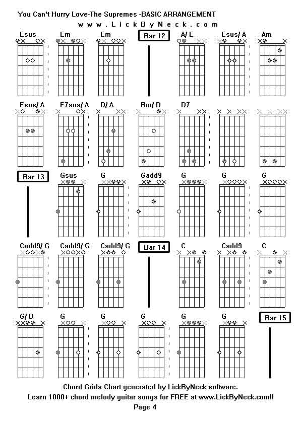 Chord Grids Chart of chord melody fingerstyle guitar song-You Can't Hurry Love-The Supremes -BASIC ARRANGEMENT,generated by LickByNeck software.